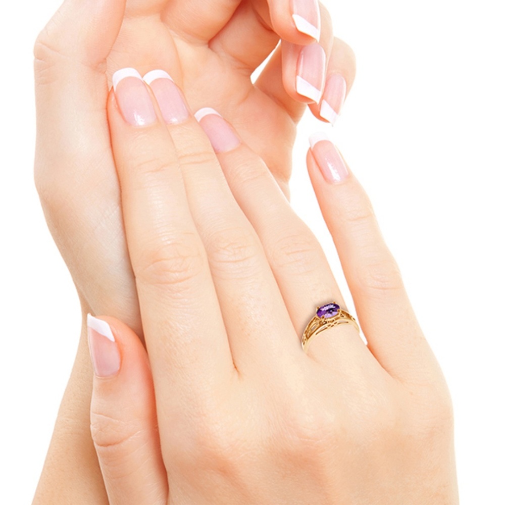 GOLD FILIGREE RING WITH NATURAL AMETHYST - Picture 2 of 7